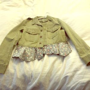 Free people army green with flower print jacket
